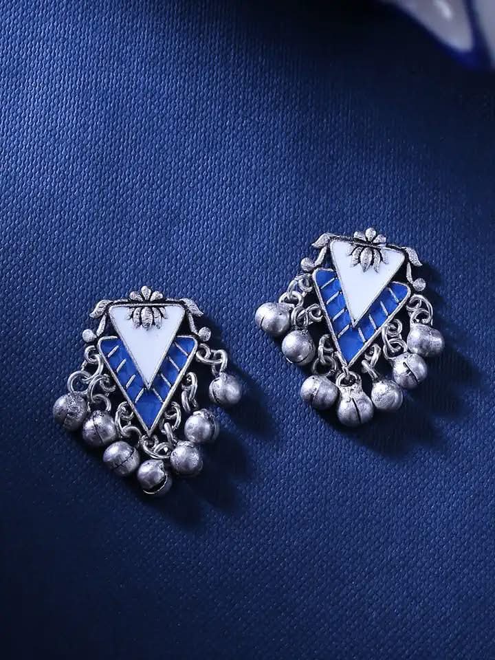 Blue Enamel Statement Earrings
