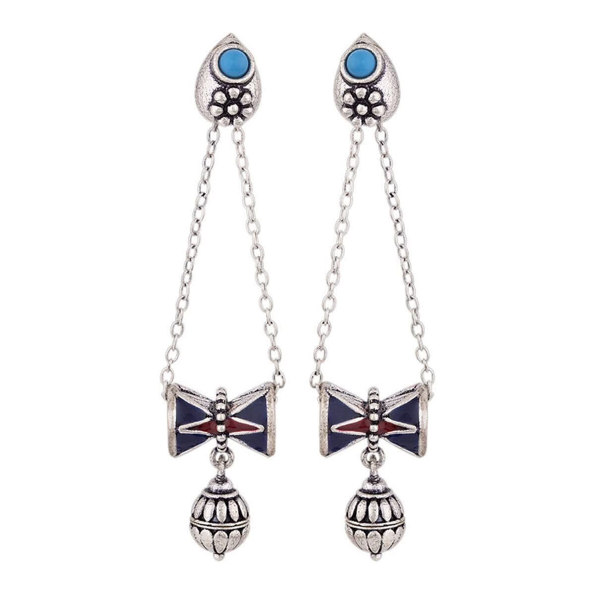 Blue Triangle Drop Earrings