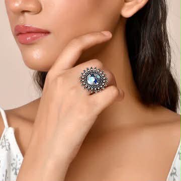 Red Floral Statement Ring