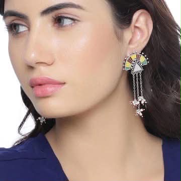 Silver Moon Hoop Earrings